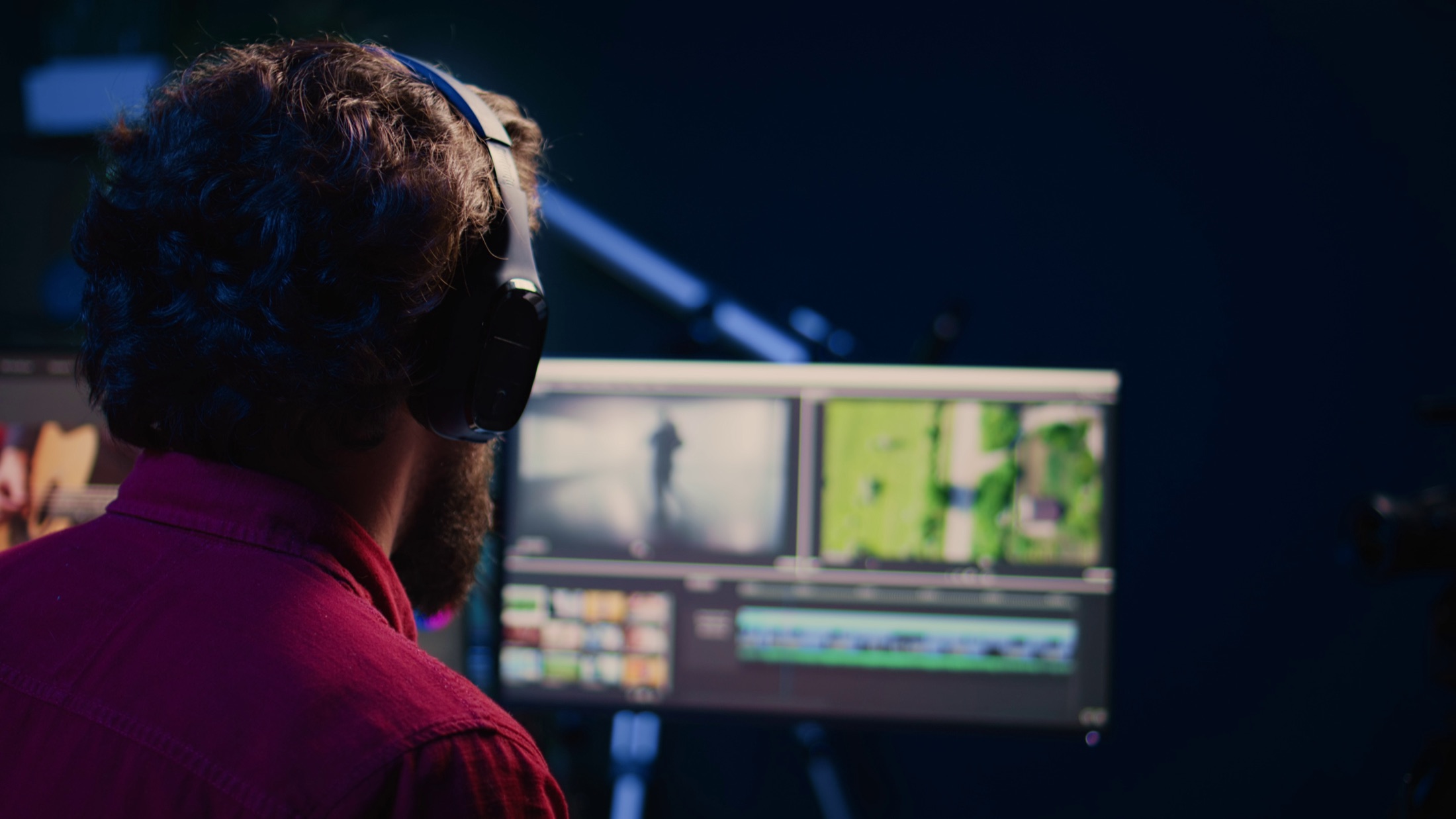 Video editor reviewing footage during post-production